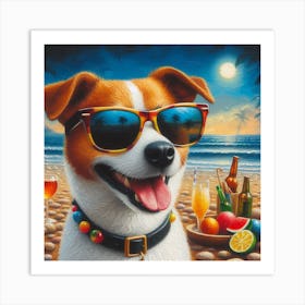 Dog On The Beach Art Print