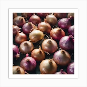 Onions On A Black Background Art Print