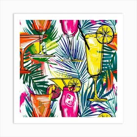 Seamless Pattern With Tropical Drinks 8 Art Print