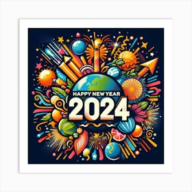 Happy New Year 2024 Art Print