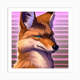 synthwave Fox Art Print