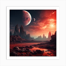 An Alien Planet With Red Sky 7:7 Art Print