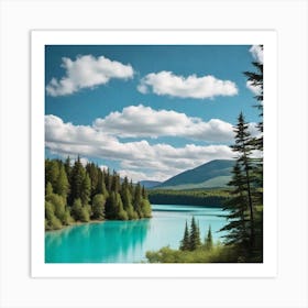 Blue Lake In The Mountains Art Print