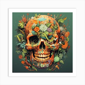 Skull With Flowers 3 Art Print