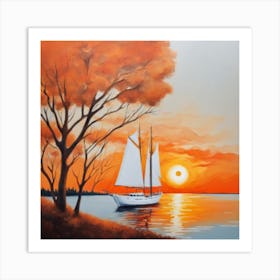 Sunset Sailboat Art Print