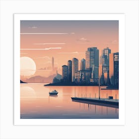 Cityscape At Sunset Art Print