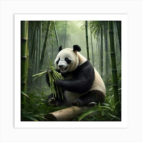Panda Bear In Bamboo Forest Art Print