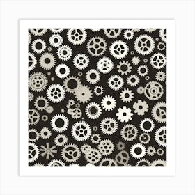 Gears On A Black Background 6 Art Print