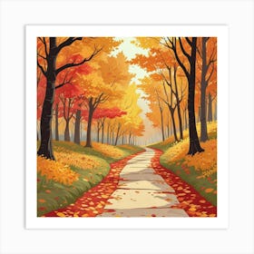 Whimsical Fall In Forest Road Art Print (1) Art Print