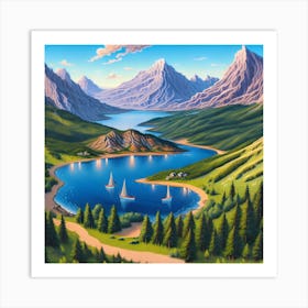 Lake In The Mountains 1 Art Print