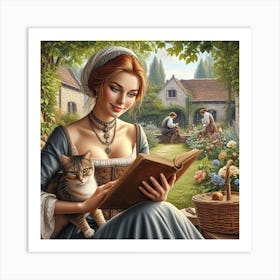 Lady Reading A Book Art Print