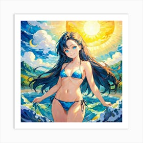 Anime Girl In Bikinighi Art Print