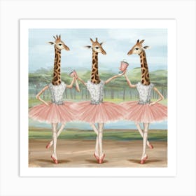 Giraffe Ballerinas Tea Party Print Art And Wall Art Art Print