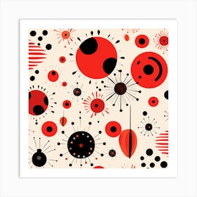 Red And Black Dots Art Print