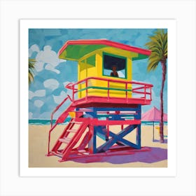 South Beach Miami Series. Style of David Hockney Art Print