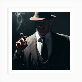 Man In Suit Smoking A Cigar Art Print