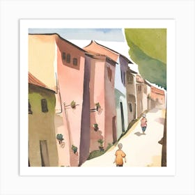 Watercolor Of A Street Art Print