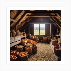 Pumpkins In The Barn Art Print