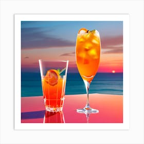 Sunset Cocktail Aperol spritz Art Print