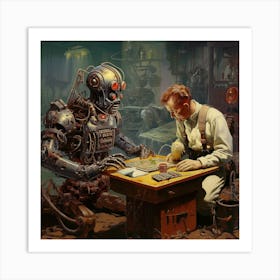 Man And A Robot Art Print