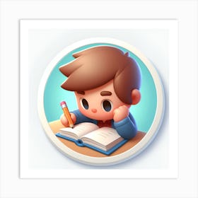 Boy Reading A Book 1 Art Print