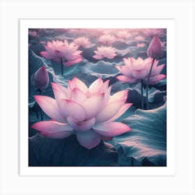 Aesthetic style, Large pink lotus flower 3 Art Print