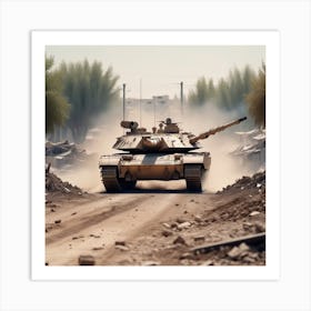 Apocalyptic Merkava Tank Destroyed Landscape With War Zone Destruction 0 Art Print