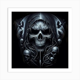 Skull And Crows Art Print