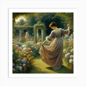 Lady In The Garden 2 Art Print