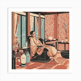 Woman In A Spa Chair Art Print