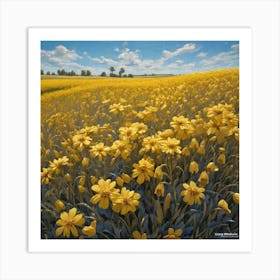 Yellow Flowers In A Field 53 Art Print