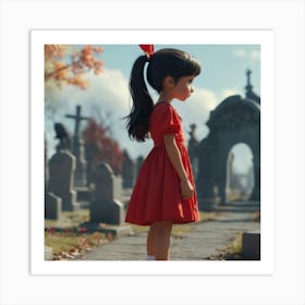 Girl In A Red Dress Art Print