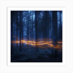 Dark Forest At Night Art Print