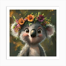 Koala With Flowers Poster