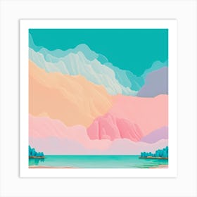 Mountains By The Sea  Abstract Landscape Painting Art Print