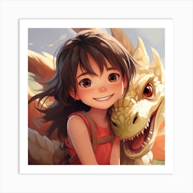 Dragon And Girl Anime Art Print