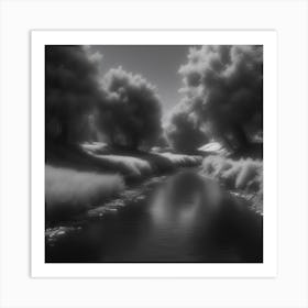 Black And White River 2 Art Print