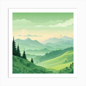 Misty mountains background in green tone 68 Art Print