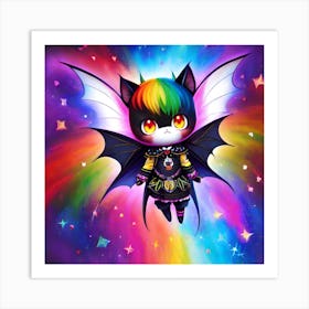 Kawaii Bat rainbow Art Print