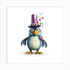 Penguin With Bubbles Art Print