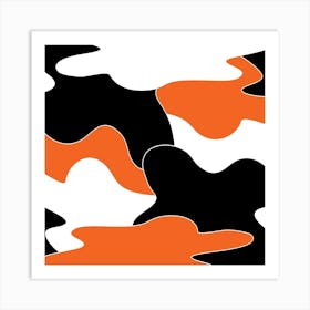 Orange And Black Camouflage Art Print