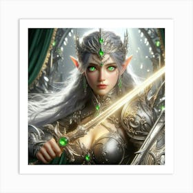 Elf Girl With Sword 3 Art Print