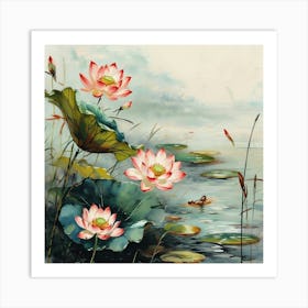 Lotus Flower Painting 2 Art Print