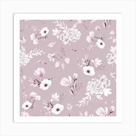 Geranium Flowers Dusty Pink Art Print