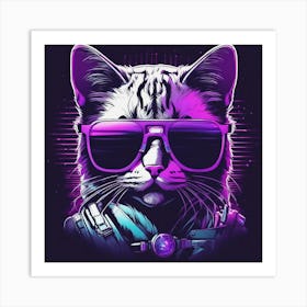 Cool Cat In Sunglasses Digital Art Art Print