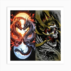 Dragon Yin And Yang Art Print