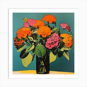 Lantana Pop Art Illustration Square Art Print