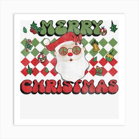 Groovy Christmas Merry Stay Bright Hippie Santa Art Print