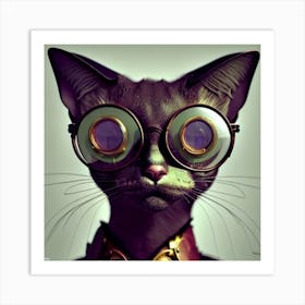 Cat With Glasses Art Print