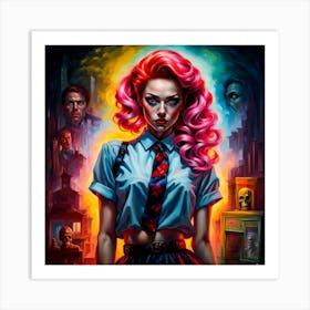 Girl With Pink Hair 1 Art Print